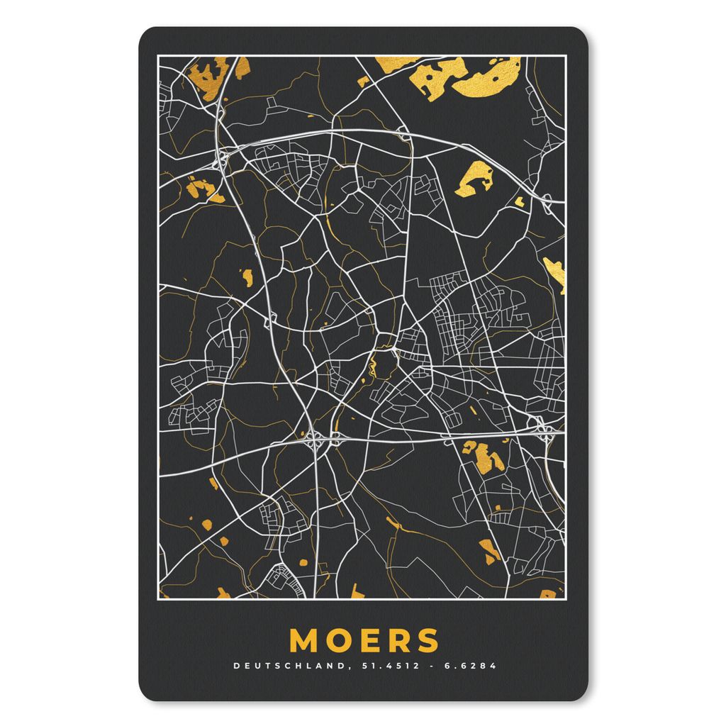 MuchoWow Mauspad Mousepad Moers - Karte - Stadtplan - Gold - Deutschland 40x60 cm - Mousepads - Maus Mat - Pad - Mausunterlage - Schreibtisch Acc...