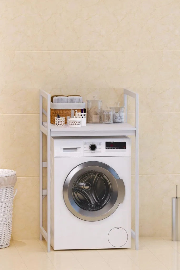 Support Machine à Laver Skye Decor C7 en Métal Blanc 70x60x116 cm Durable