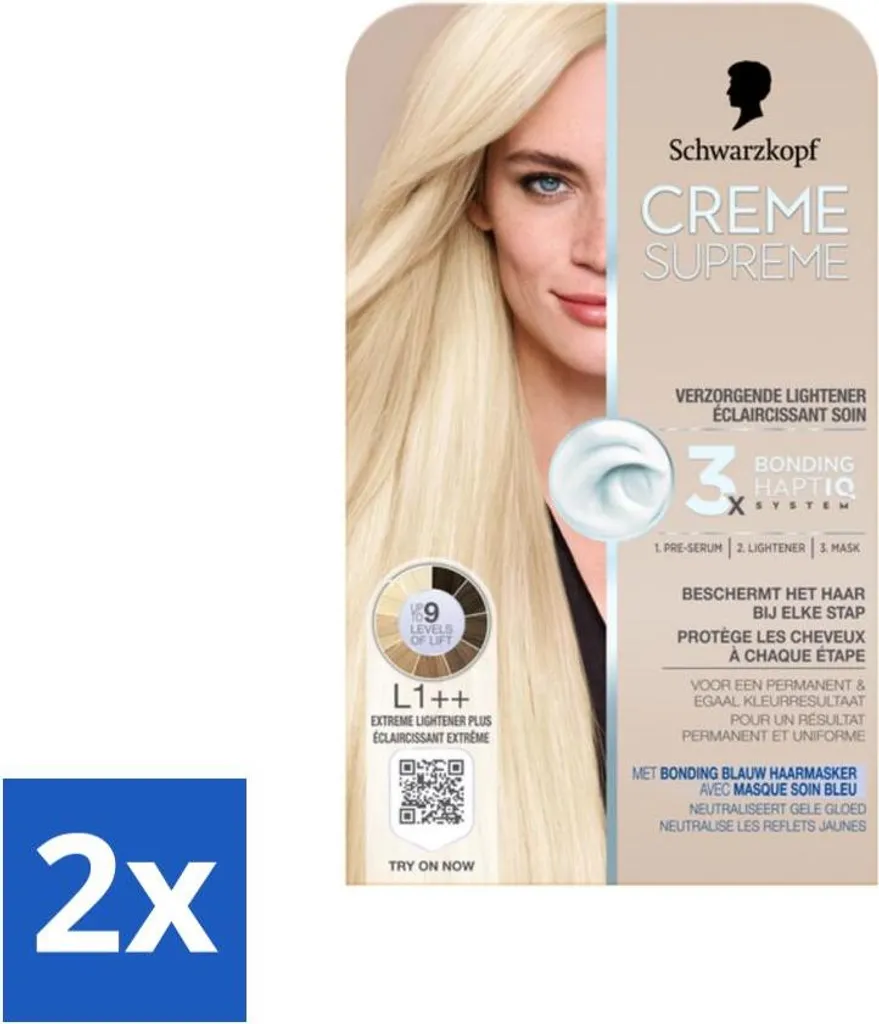 Décoloration cheveux maison Schwarzkopf L1++ Crème Suprême Pack 2