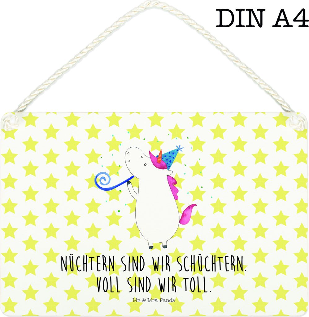 Mr. & Mrs. Panda Schild Einhorn Party DIN A4 - Weiß - Geschenk, Wandbild Holz, Fest, Club, holzbild, Türschild, Einhörner, Unicorn, Geburtstag, ...