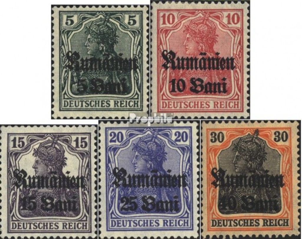 Briefmarken Dt. Militärverw. Rumänien 1918 Mi 8-12 (kompl.Ausg.) gestempelt Germania