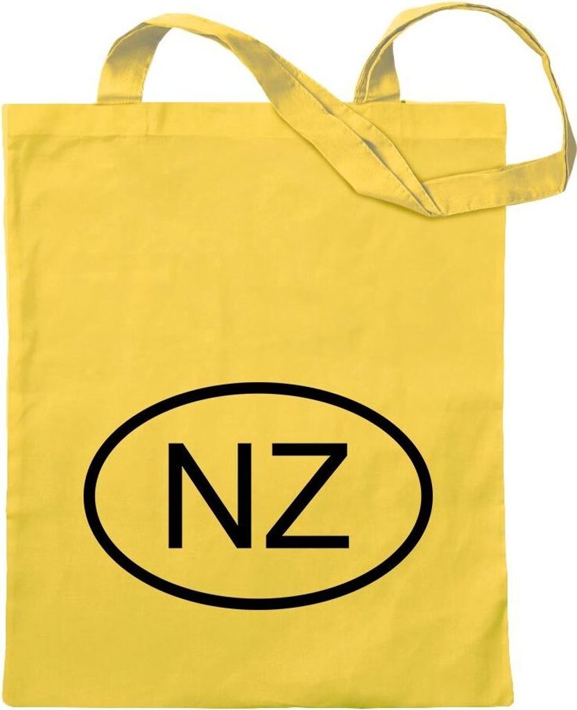 Kiwistar - Baumwolltasche - gelb - Neuseeland NZ - Tragetasche Stoffbeutel Umhängetasche Langer Henkel