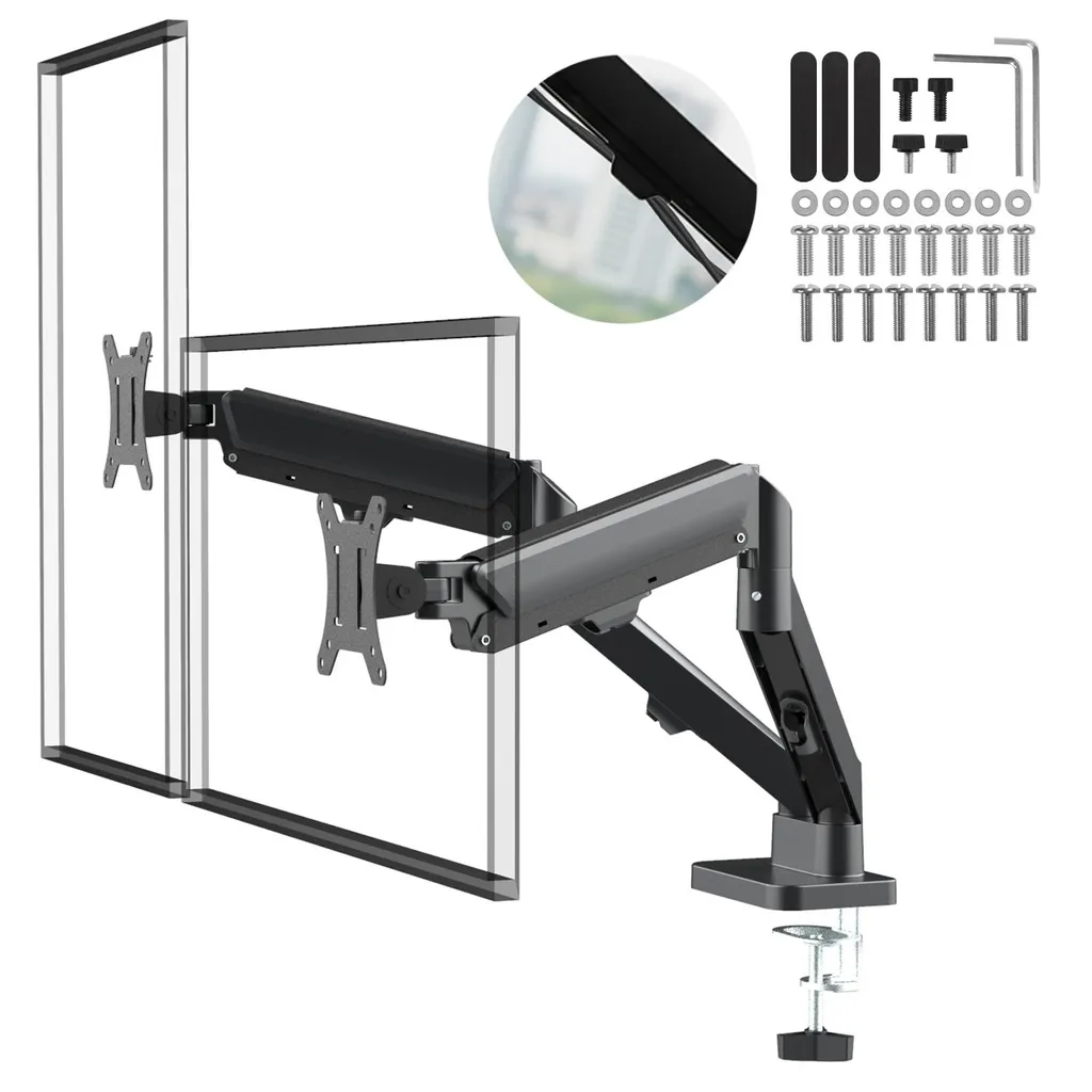 Support Double Écran Maclean MC-134 Ressort à Gaz pour Moniteur 17-32"