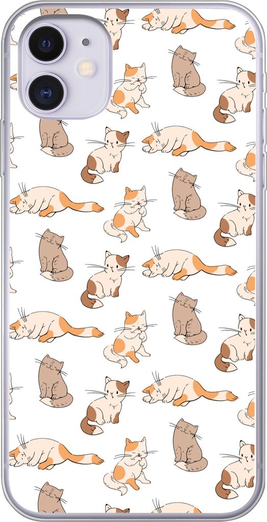 MuchoWow Handyhülle Schutzhülle Hülle für Telefoonhoesje iPhone 11 Muster - Katze - Kätzchen - Jungen - Mädchen - Kinder - Kinder Silikon S...