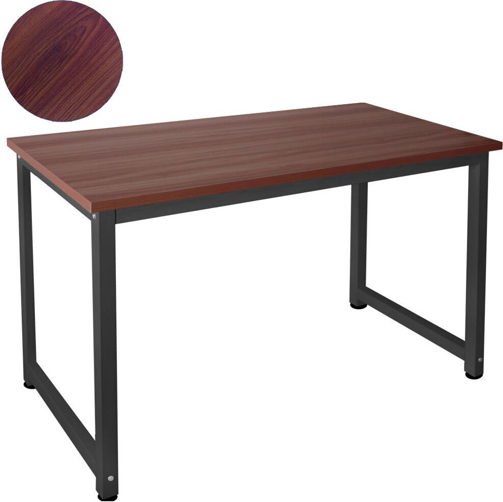 Tisch Computertisch PC Schreibtisch Bürotisch 120 x 60 cm Teak Schwarz Kingpower