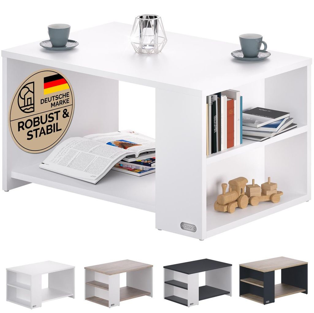 CASARIA Couchtisch mit Stauraum Weiß Produktbild 