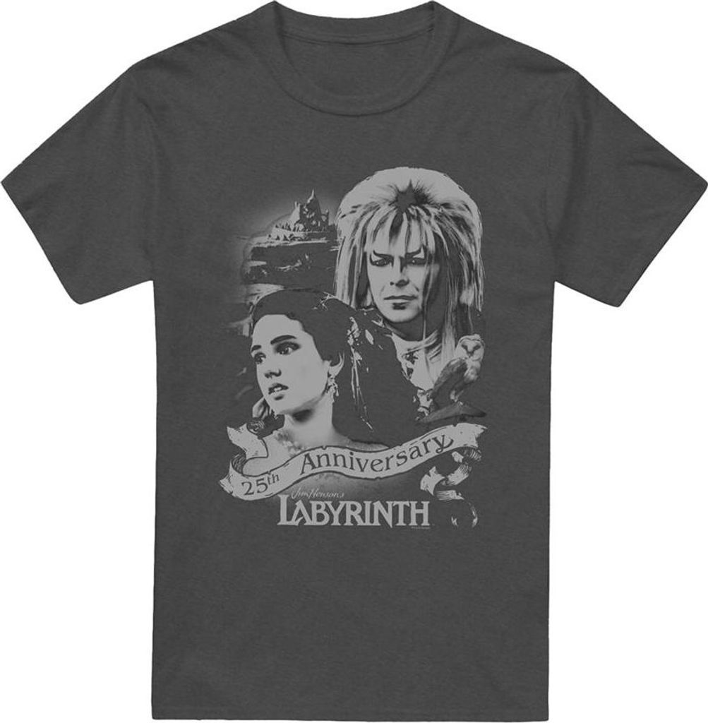 Labyrinth - T-Shirt für Herren/Damen Uni, meliert, 25. Jahrestag TV27177 (XXL) (Holzkohle)