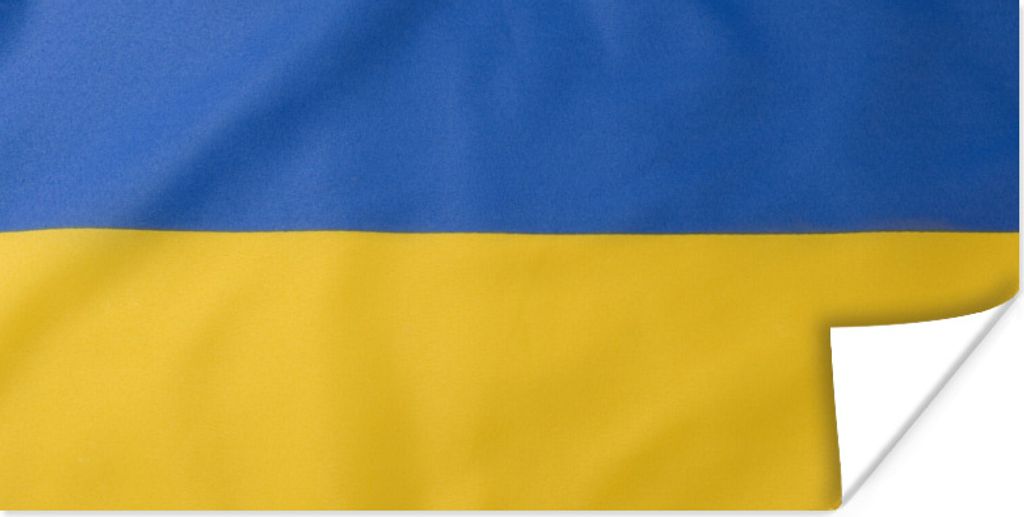 MuchoWow Poster Nahaufnahme der Flagge der Ukraine 80x40 cm - Wanddeko