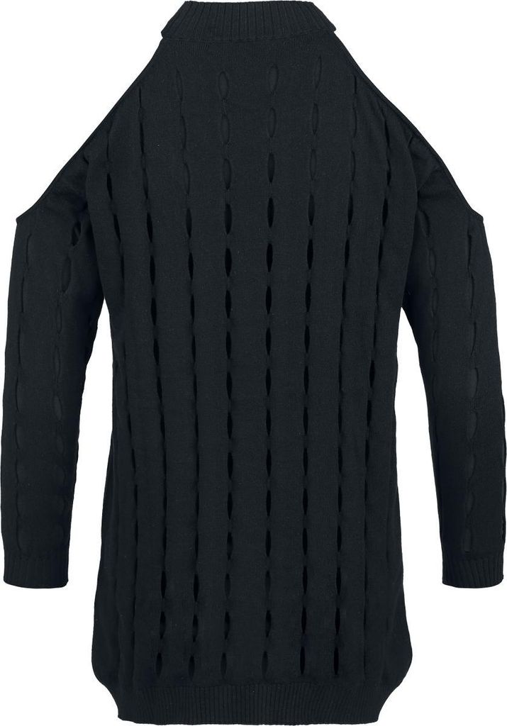Black Premium by EMP Damen schwarzer Strickpullover mit Cold-Shoulder L