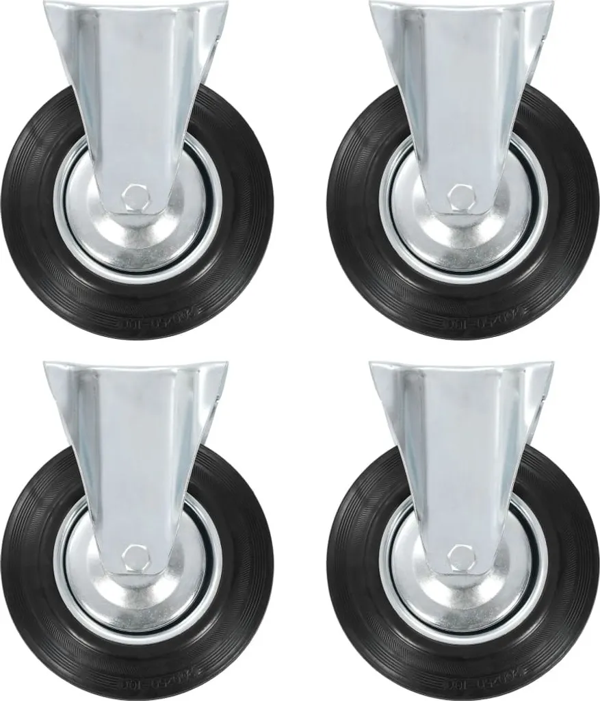 Roulettes Fixes de 200 mm The Living Store Haute Résistance - Set de 12