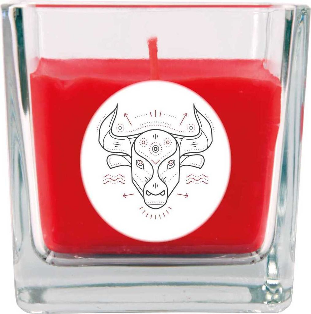 HS Candle "Sternzeichen" Duftkerze Rose im Bonbonglas ( Stier ) - viele Motive zur Auswahl, 190g - Brenndauer bis zu 50 Std - Taurus