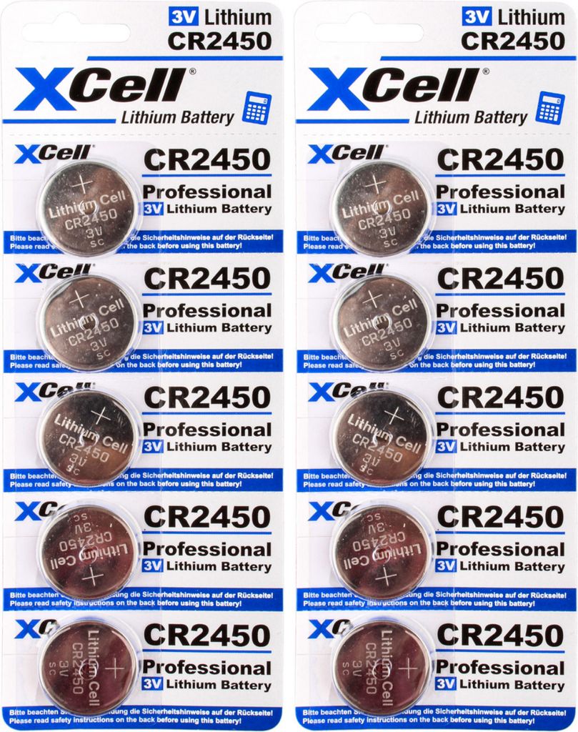 10x CR2450 Lithium-Knopfzelle 3V / 620mAh (2x 5er Pack)
