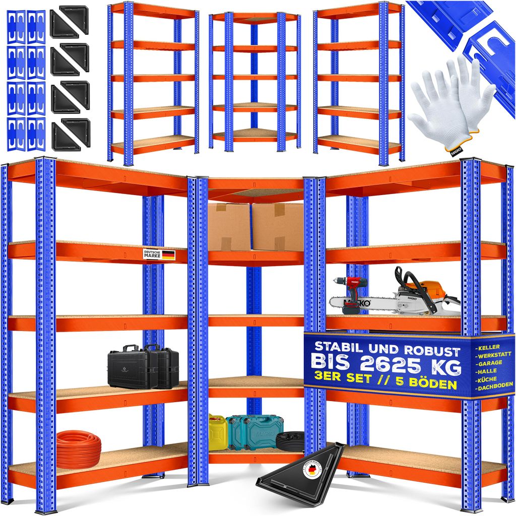 MASKO® : Ensemble de 3 étagères métalliques pour stockage, Image du produit 