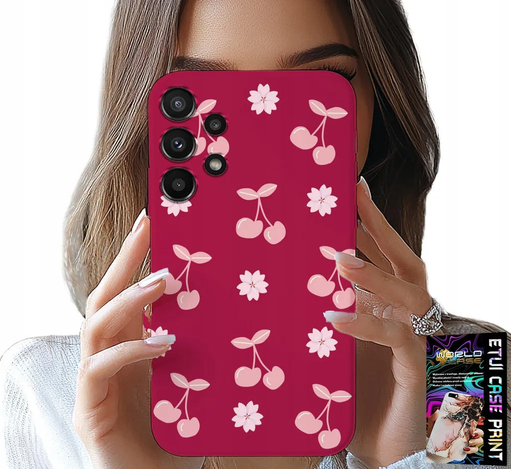 Custodia Per Samsung Galaxy A32 5G - Ciliegie, Ciliegie Su Sfondo Marrone + Lamina