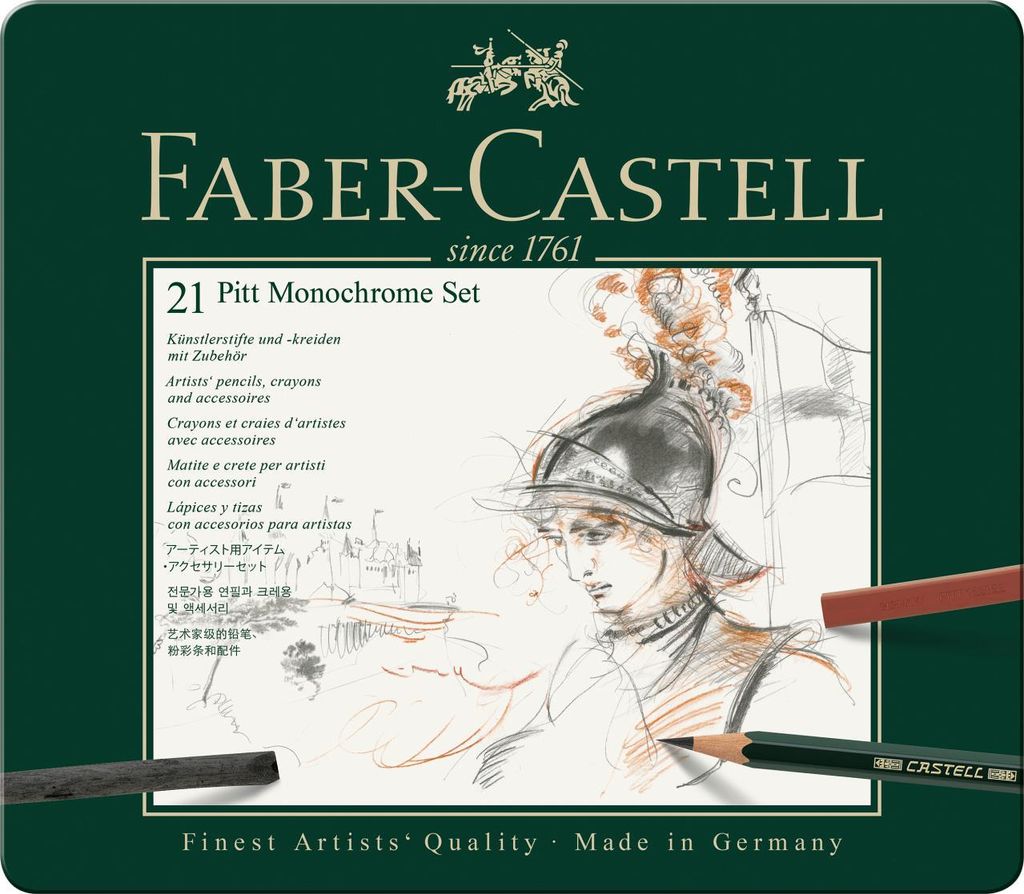 FABER-CASTELL PITT MONOCHROME set medio, valigetta da 21 Immagine del prodotto 