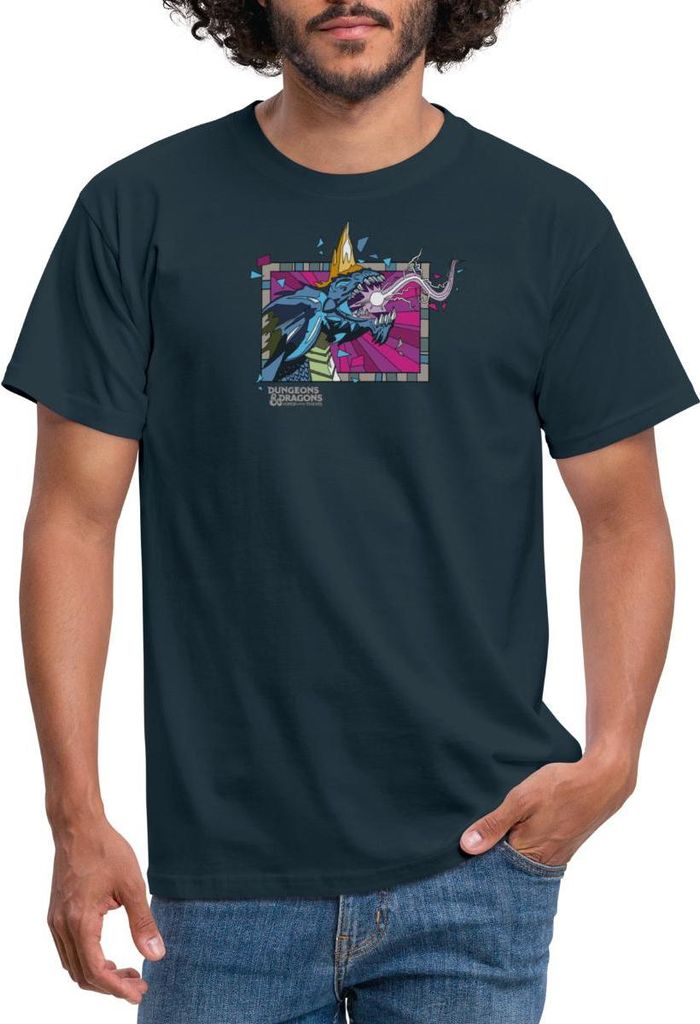 Spreadshirt Dungeons & Dragons DND Blauer Drache Männer T-Shirt, XXL, Navy