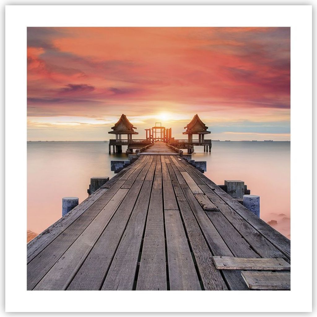Poster - Poster ohne Rahmen - Brücke Holz Spaziergang - 50x50 cm - Wand Bild - Wanddeko - Wandbilder - Kunstposter - Wandposter - Bilder - Kunstdr...