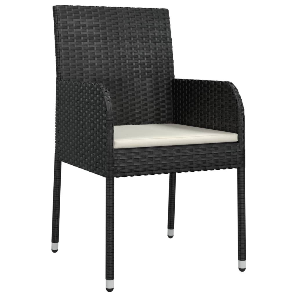 "im Sonderangebot"Outdoor-Stuhl/Picknickstuhl - Gartenstühle mit Kissen 2er Set - Gartensessel - Poly Rattan Schwarz - 48x55x88 cm DEMöbel 1315948