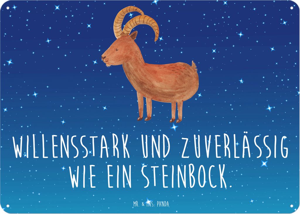 Mr. & Mrs. Panda tafel Sternzeichen Steinbock DIN A3 - Sternenhimmel Blau - Geschenk, Geburtstag Januar, Schild, Dezember, Bock, Blechschild, Blech...