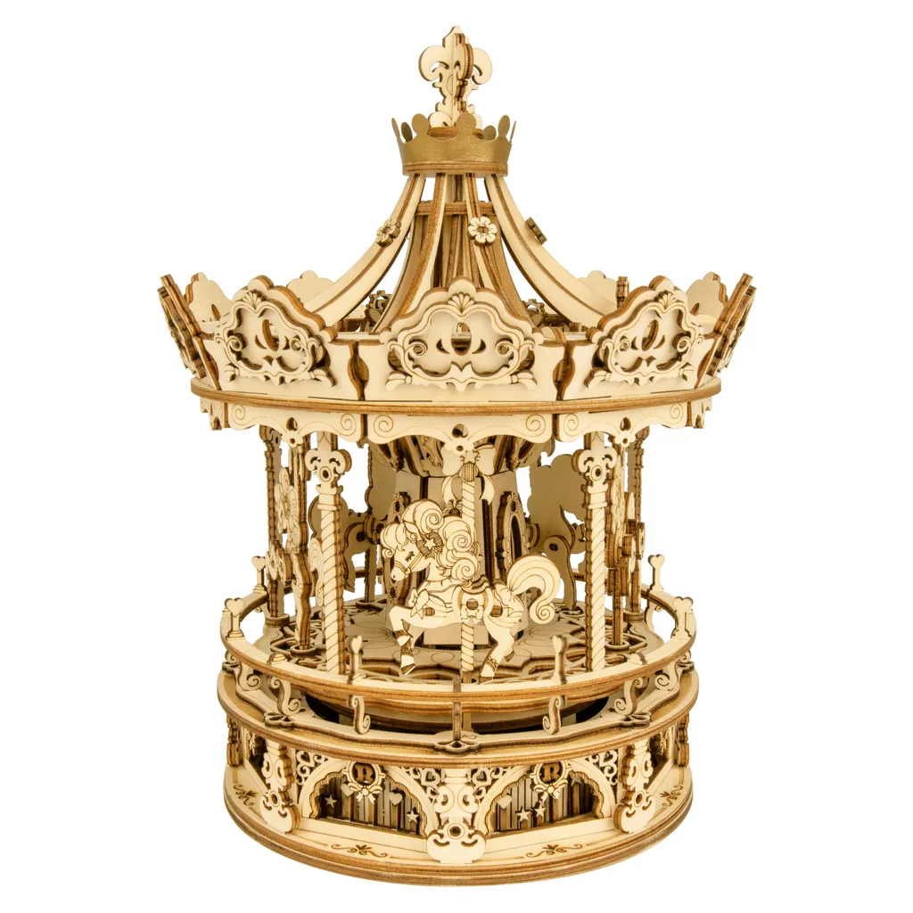 ROKR Puzzle 3D Bois Romantic Carousel Manège Musical Mécanique AM404