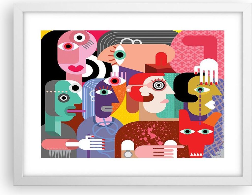 Gerahmtes Poster - Weißer Rahmen - Abstraktion modern - 40x30 cm - Wand Bild - Wanddeko - Wandbilder - Kunstposter - Wandposter - Bilderrahmen - B...