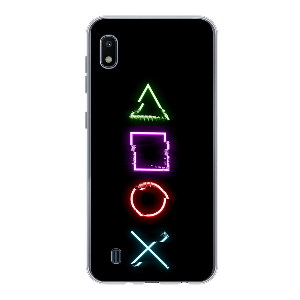 MuchoWow Handyhülle Schutzhülle Hülle für Samsung Galaxy A10 Spiele - Controller - Neon Silikon Softcase Handy Hülle - Schutzhülle