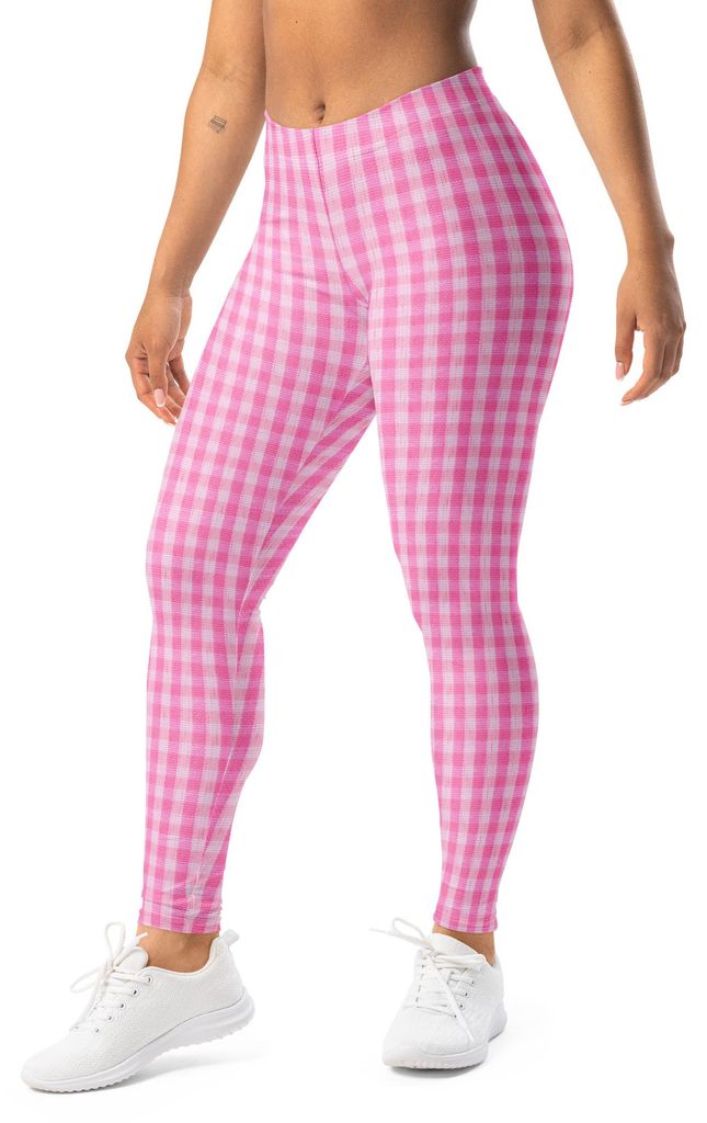 DECALVIBES Damen Leggings Basic Pink Squared - M