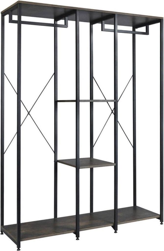 Offener Kleiderschrank - Weiß - Metall Kleiderregal mit Aufbewahrung und Schuhfach