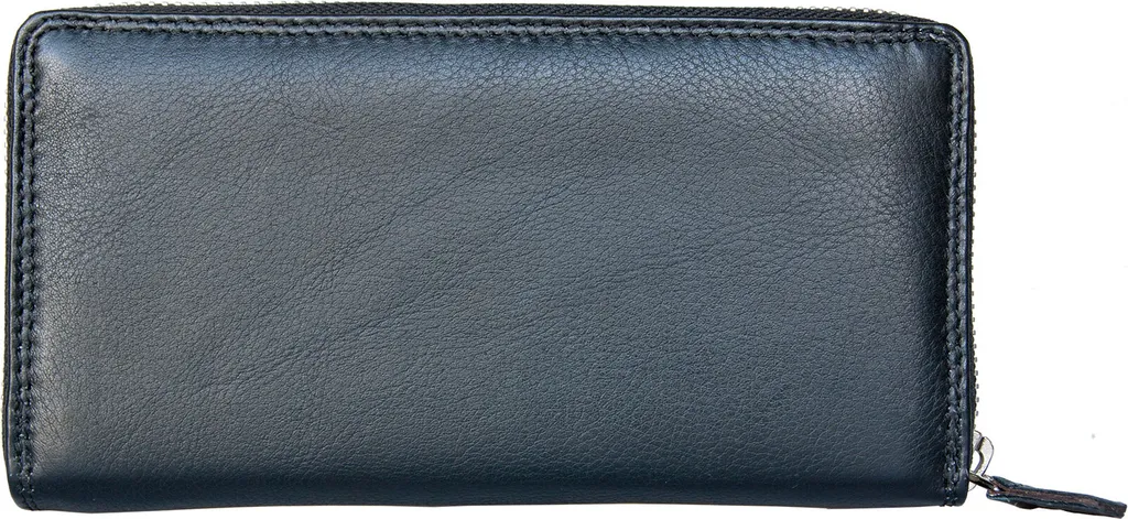 Petit porte-monnaie zippé en cuir noir : idéal voyage avec anti-RFID