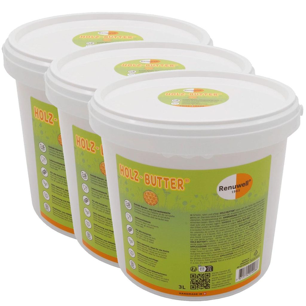 Renuwell Holz-Butter Möbelpflege Holzpflegemittel Reiniger Spar-Set 3 x 3 Liter