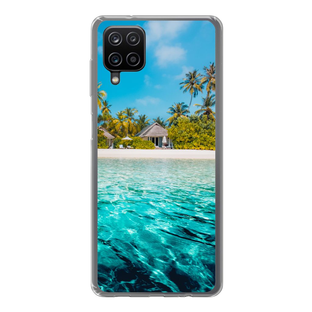 MuchoWow Handyhülle Schutzhülle Hülle für Samsung Galaxy A12 Strand - Palmen - Meer Silikon Softcase Handy Hülle - Bild