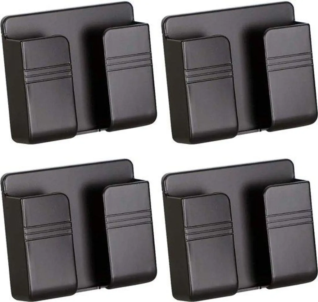 Support mural autocollant noir : fini les téléphones par terre - Pack de 4
