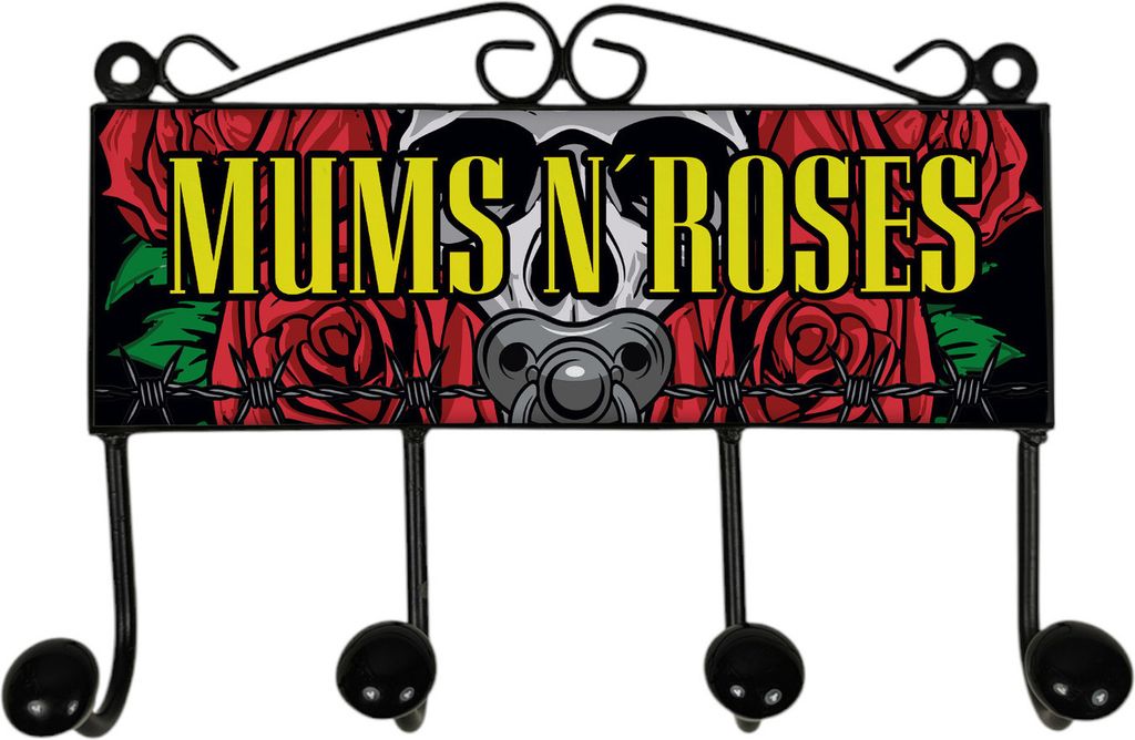 Mums + Roses Wortwitz Kleiderhaken Leiste mit 4 Haken
