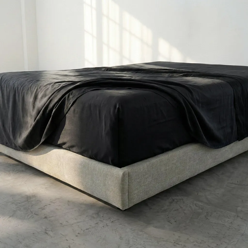 Drap-housse 200x200 bonnet 32 cm HappyFriday BASIC Noir grand format - 8