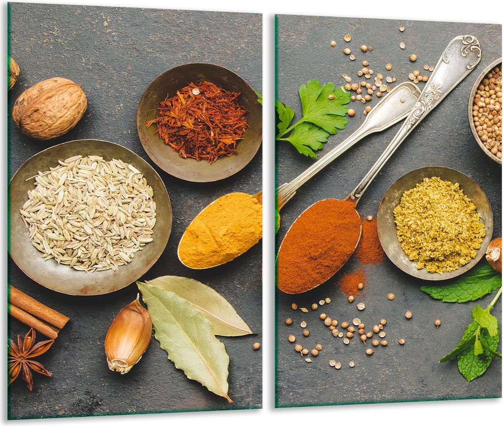 Herdabdeckplatten 2 teilig 30x52 Ceranfeld Abdeckung Glas Gewürze