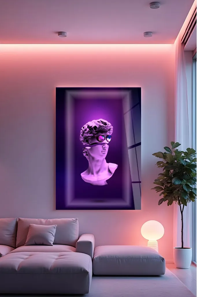 Wallity Hhlneon001 Quadro in Vetro Temperato 70x100 - Arte Moderna