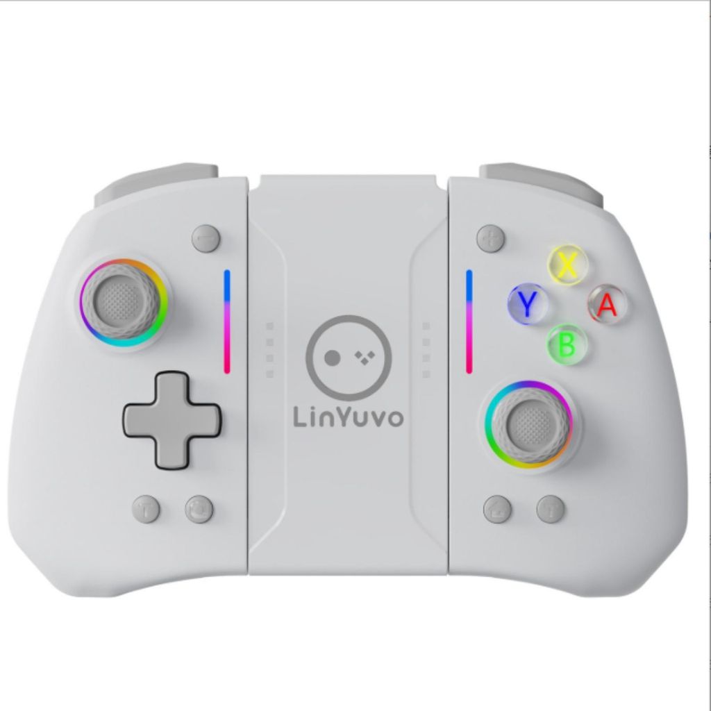 AIORBER Wireless Fernbedienung mit RGB-Beleuchtung, Turbo, 6-Achsen, Vibrationsmotor, Metallsticks, für Switch und Switch OLED, Grau