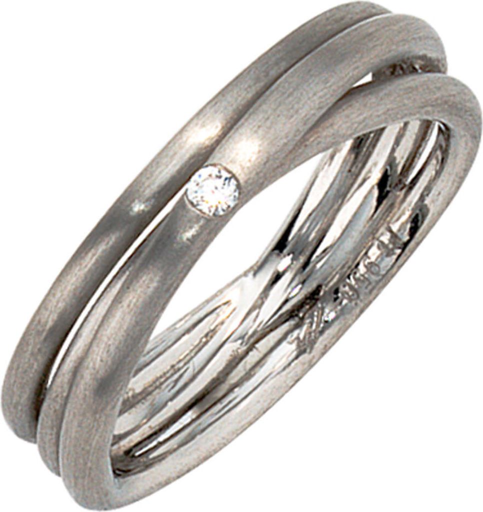 Ring Damenring aus 950 Platin mattiert mit Diamant Brillant Platinring Innenumfang 56mm Ø17.8mm