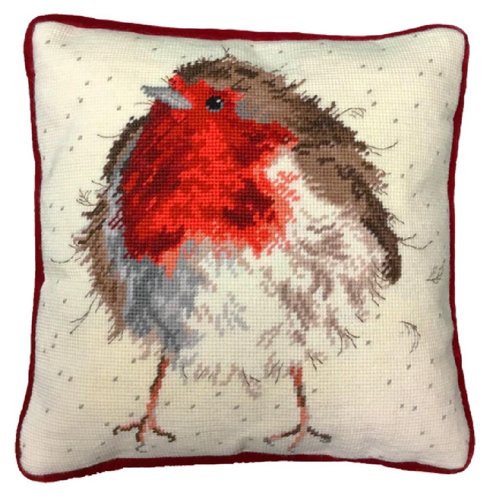 Bothy Threads Gobelin-Stickkissen Set "Jolly Robin Tapisserie", 38x38cm, THD5, Stickbild vorbedruckt