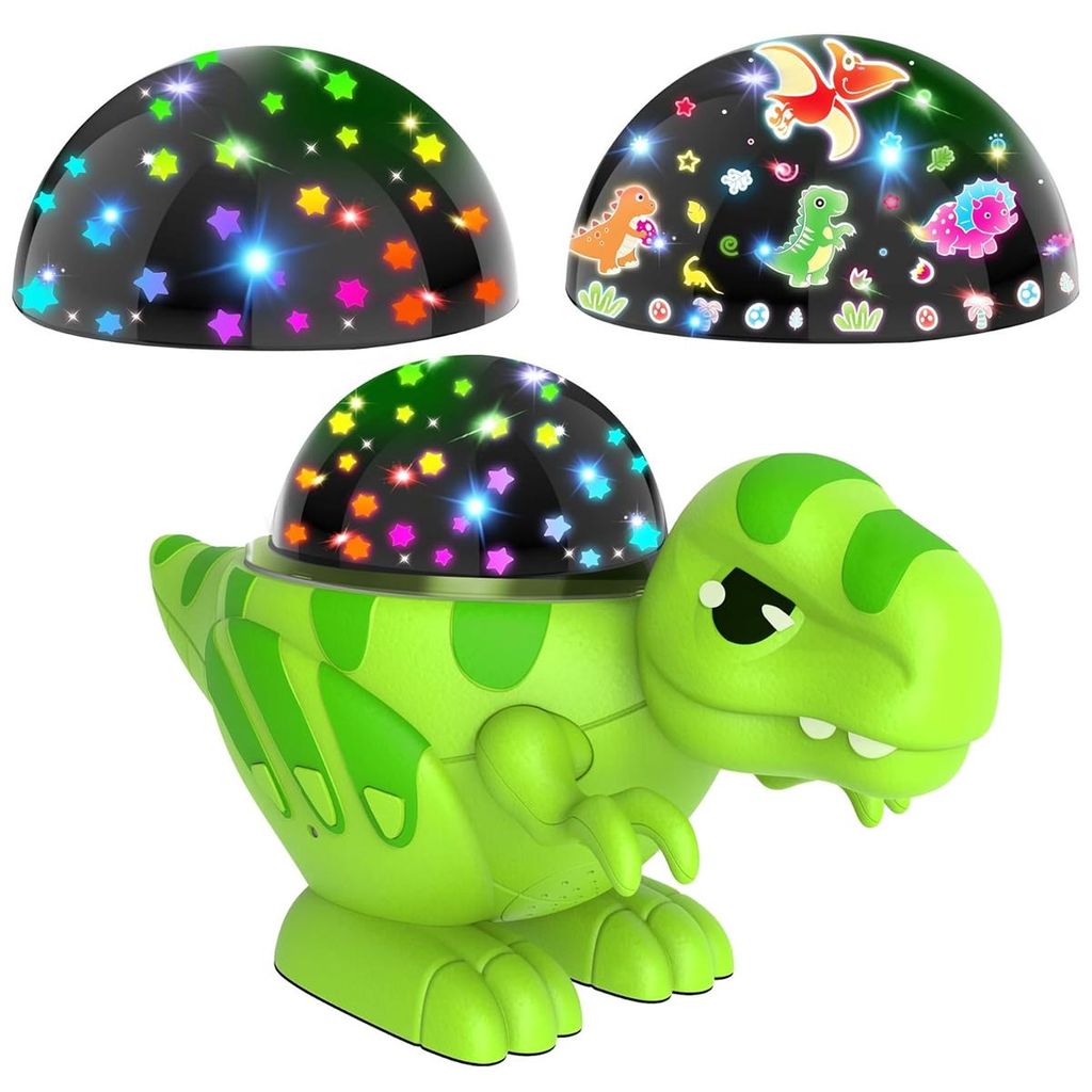Dinosaurier Sternenhimmel Projektor Kinder,Nachtlicht, 360° Drehung, 9 Farben, 2 Lampenschirme, Geschenk Jungen Mädchen