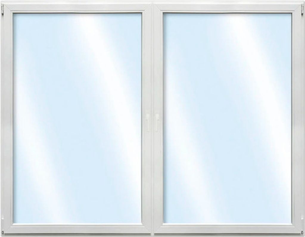 ARON Basic+ Kunststofffenster 2 Flügelig (Dreh/Dreh-Kipp) mit beweglichem Pfosten (Stulp) 135x60 cm RAL 9016 verkehrsweiß (Förderfähig)