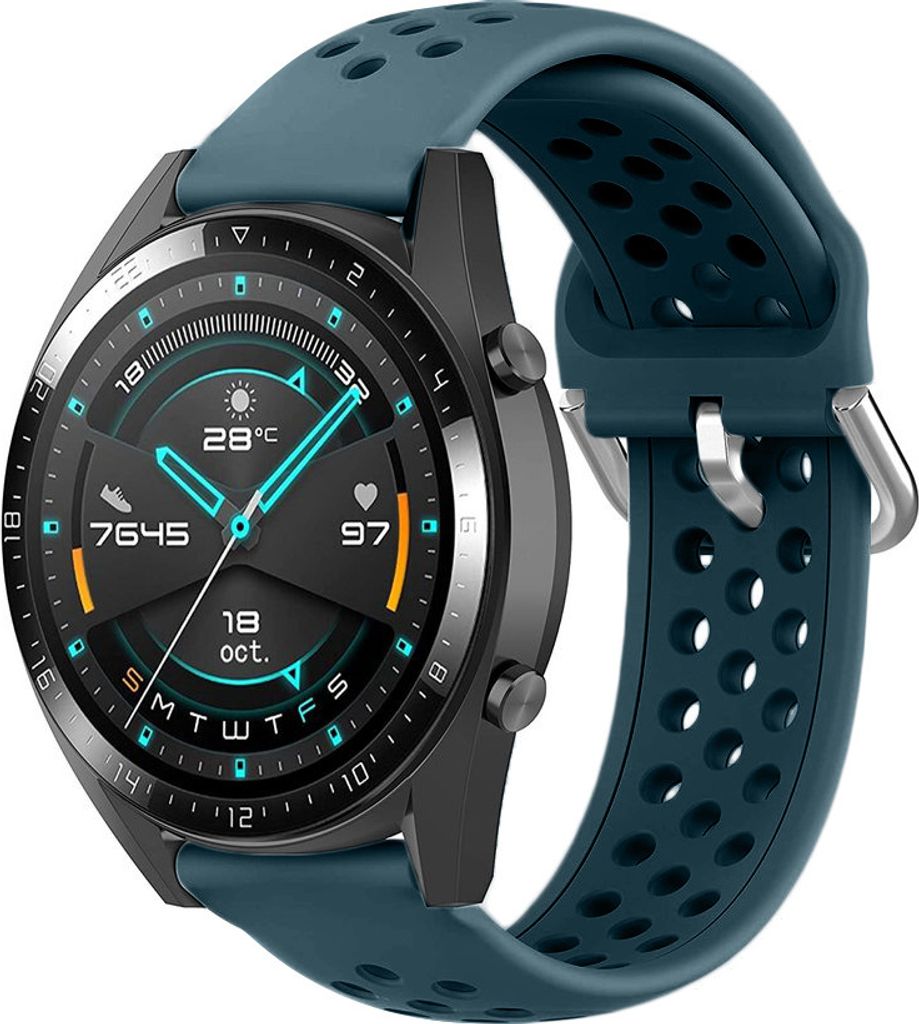 Strap-it Huawei Watch GT 2 Silikonarmband mit Löchern (steingrün)