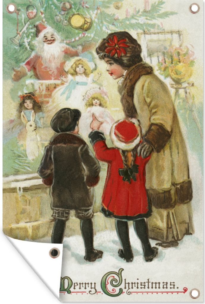 MuchoWow 60x90 cm Outdoor-Poster Gartendeko Sichtschutz Garten Poster für den Garten Kunst - Weihnachten - Kinder
