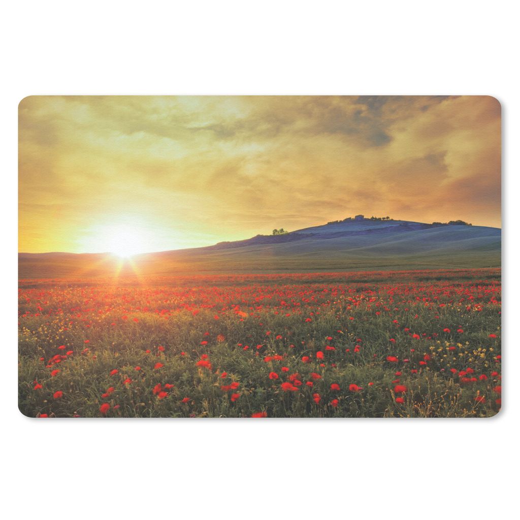 MuchoWow Mauspad Mousepad Italien - Sonnenuntergang - Mohnblume 23x19 cm - Mousepads - Maus Mat - Pad - Mausunterlage - Schreibtischunterlage - M...