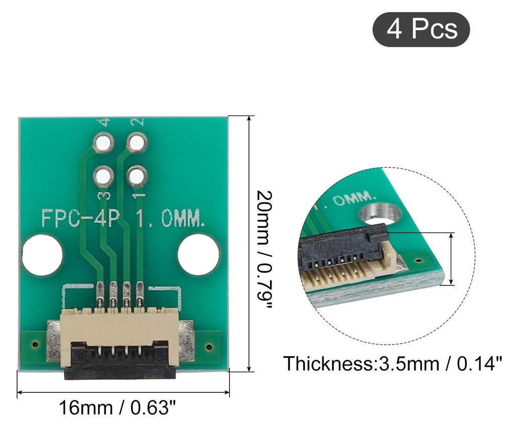 4 Stš¹ck FPC FFC PCB Konverterplatine 4P 1,0 mm auf der Steckseite, 0,5 mm auf der Rš¹ckseite, zu DIP 2,54 mm fš¹r LCD 3D Drucker Kamera DVD ...