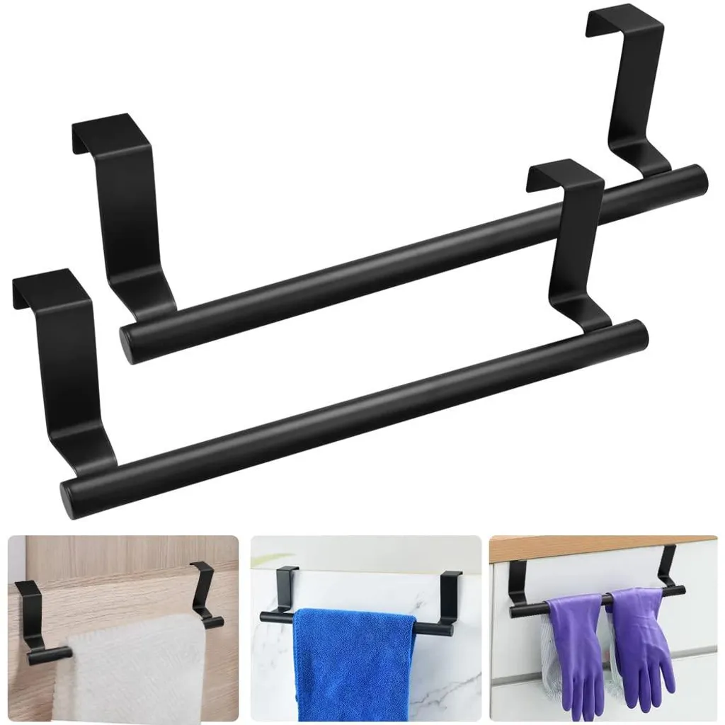 Lot de 2 porte-serviettes cuisine 23 cm en acier inox pour placard
