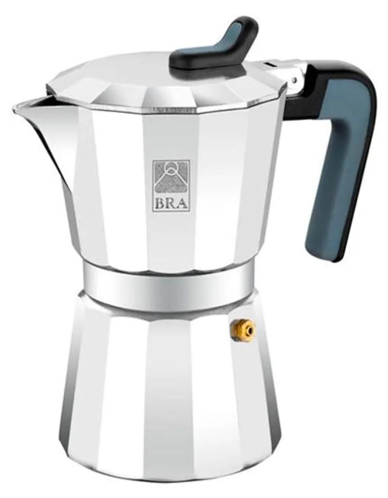 Cafetière Moka BRA 9 Tasses : Fini le café fade avec l'Inox et Noir