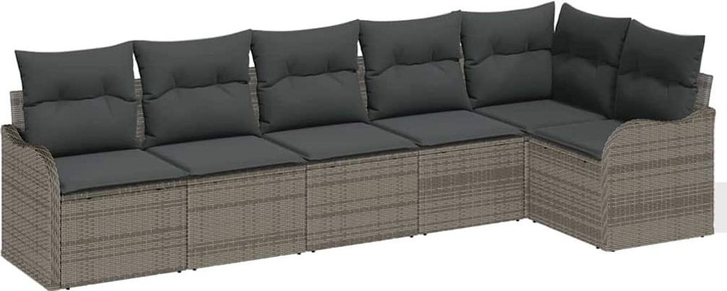 "SALE 2026" Gartensofa-set - elegantes Design - Sitzgruppe mit Sofa, Tisch - mit Speicher 6 pcs Grau Poly-Rattan - Terassenmöbel DEMöbel205133