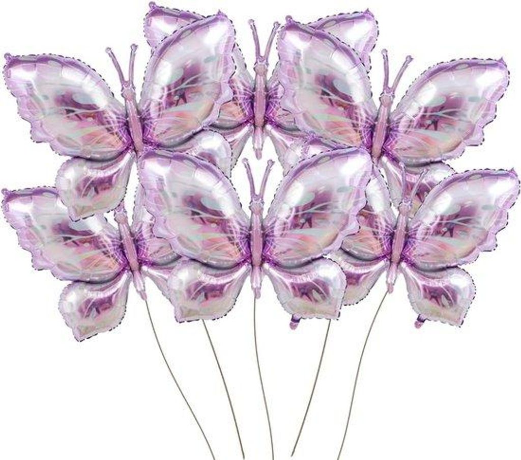 Farbige Schmetterlingsballons - Schmetterlingsbabyshowerdekoration - 6 Stück 1016 cm rosa und violette Schmetterlingsfolie Mylarballons - Schmette...