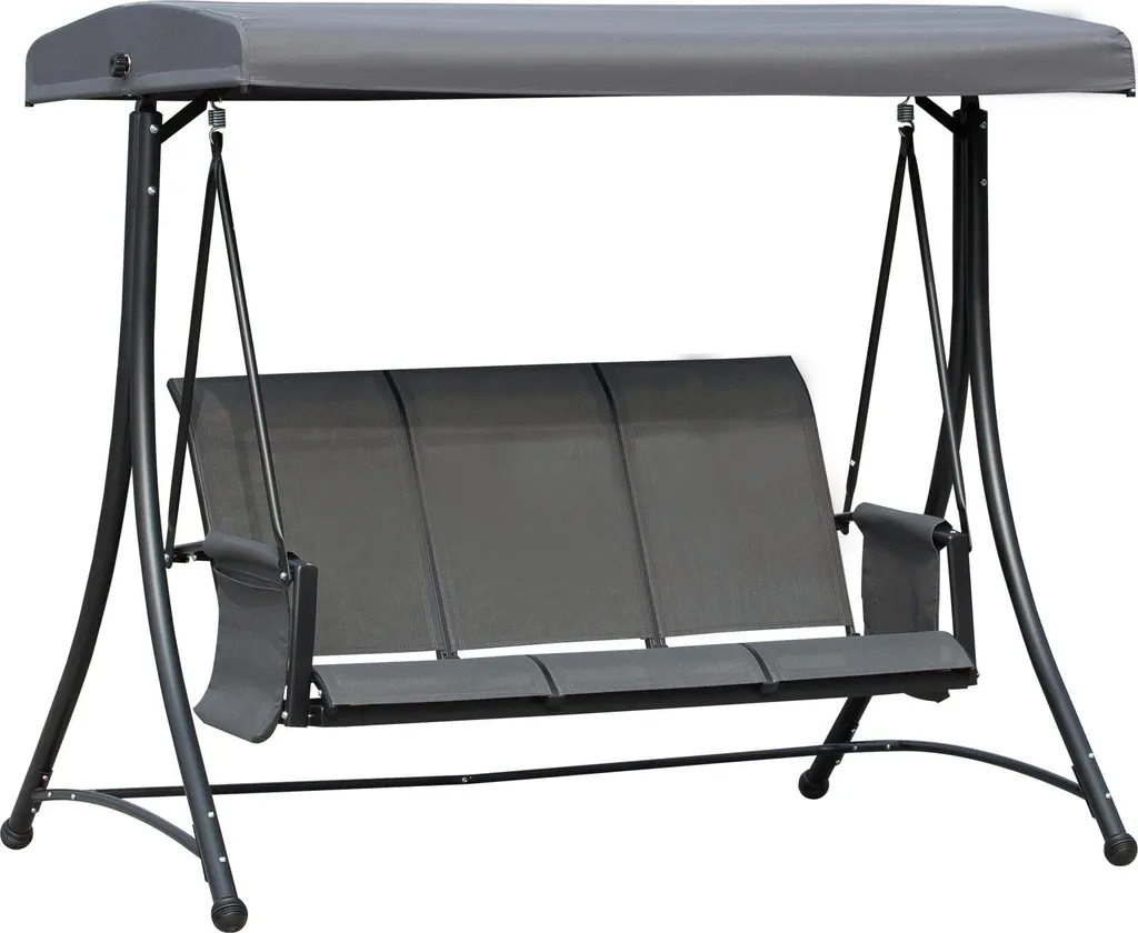Balançoire Hollywood 3 places en aluminium gris - Jardin 196x128x172cm